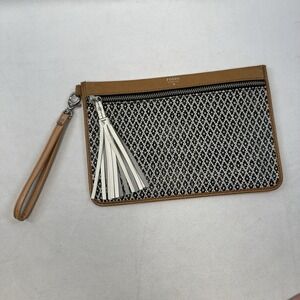 Fossil Wristlet Wallet Clutch Purse Boho Tan With Tassel‎